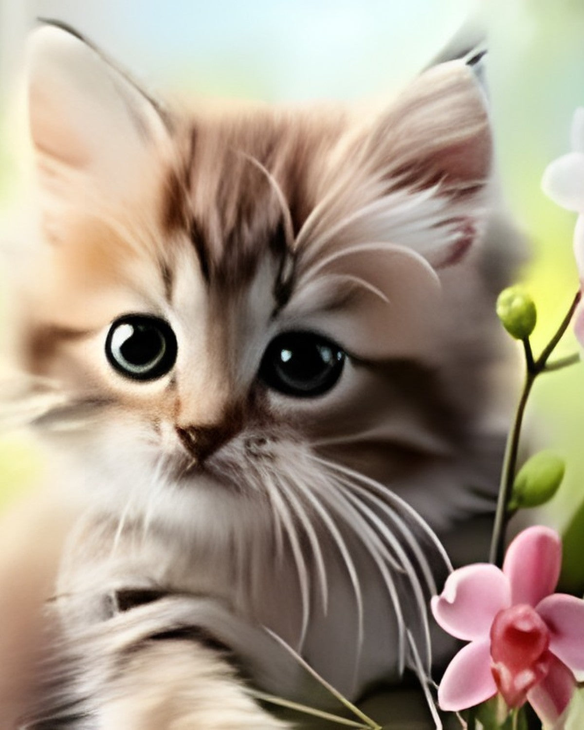 Kittens & Butterflies, framed paint-by-numbers canvas