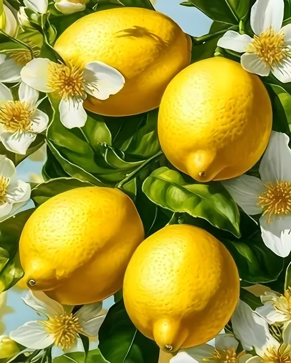 Lemons in Blossom, framed paint-by-numbers canvas