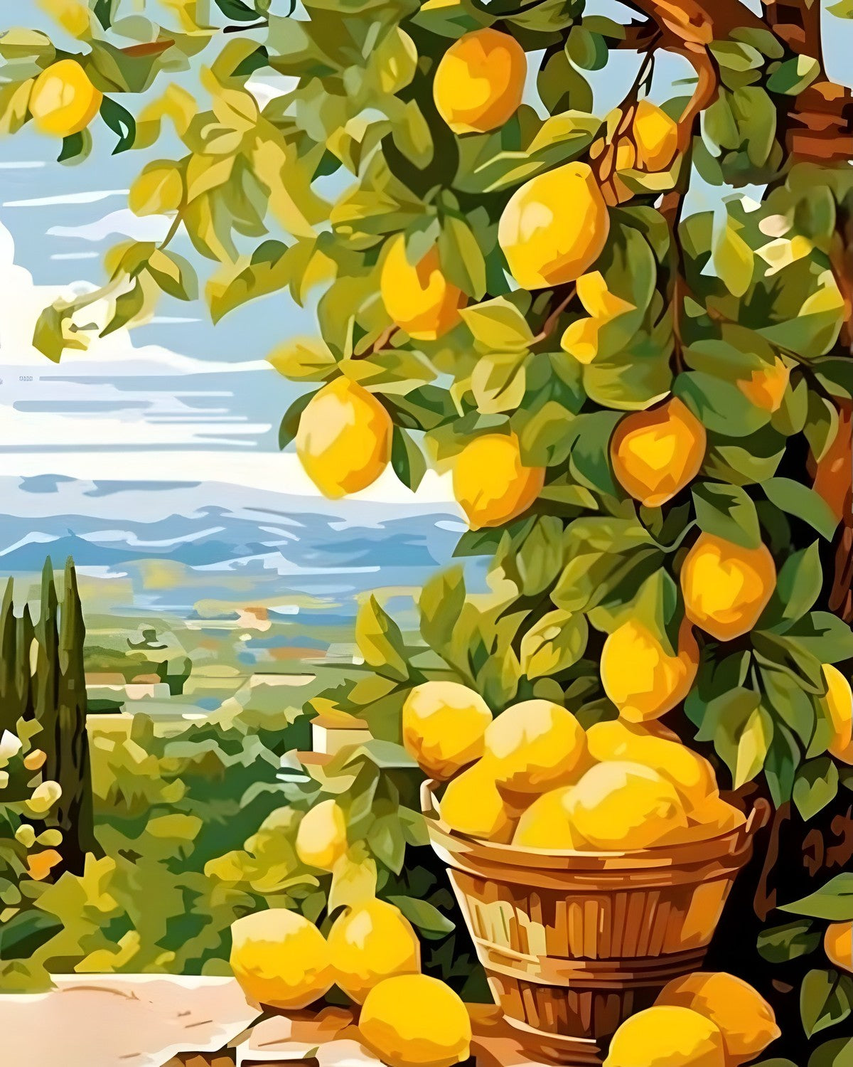 The Lemon Grove, framed paint-by-numbers canvas