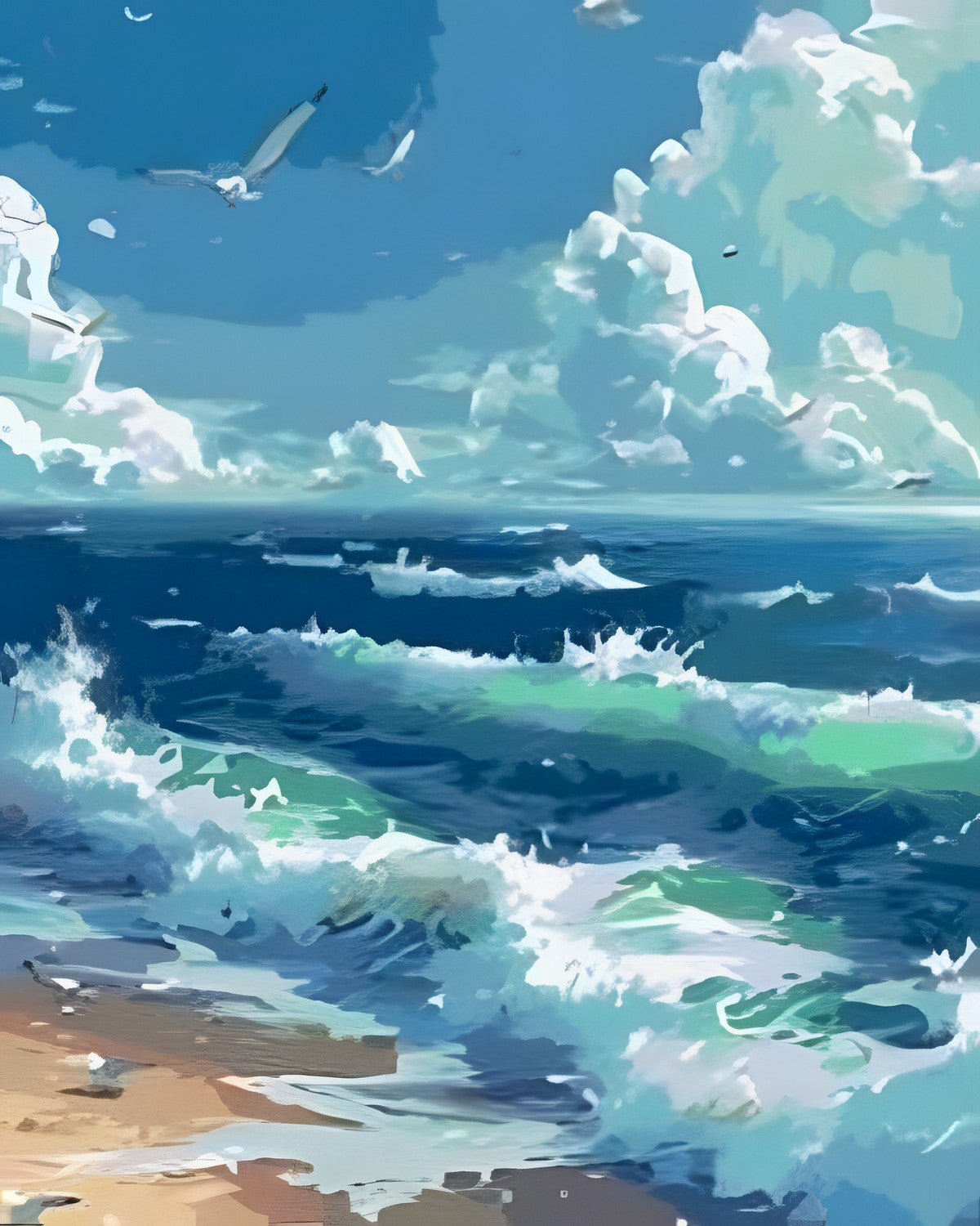 Sea and Sky, framed paint-by-numbers canvas