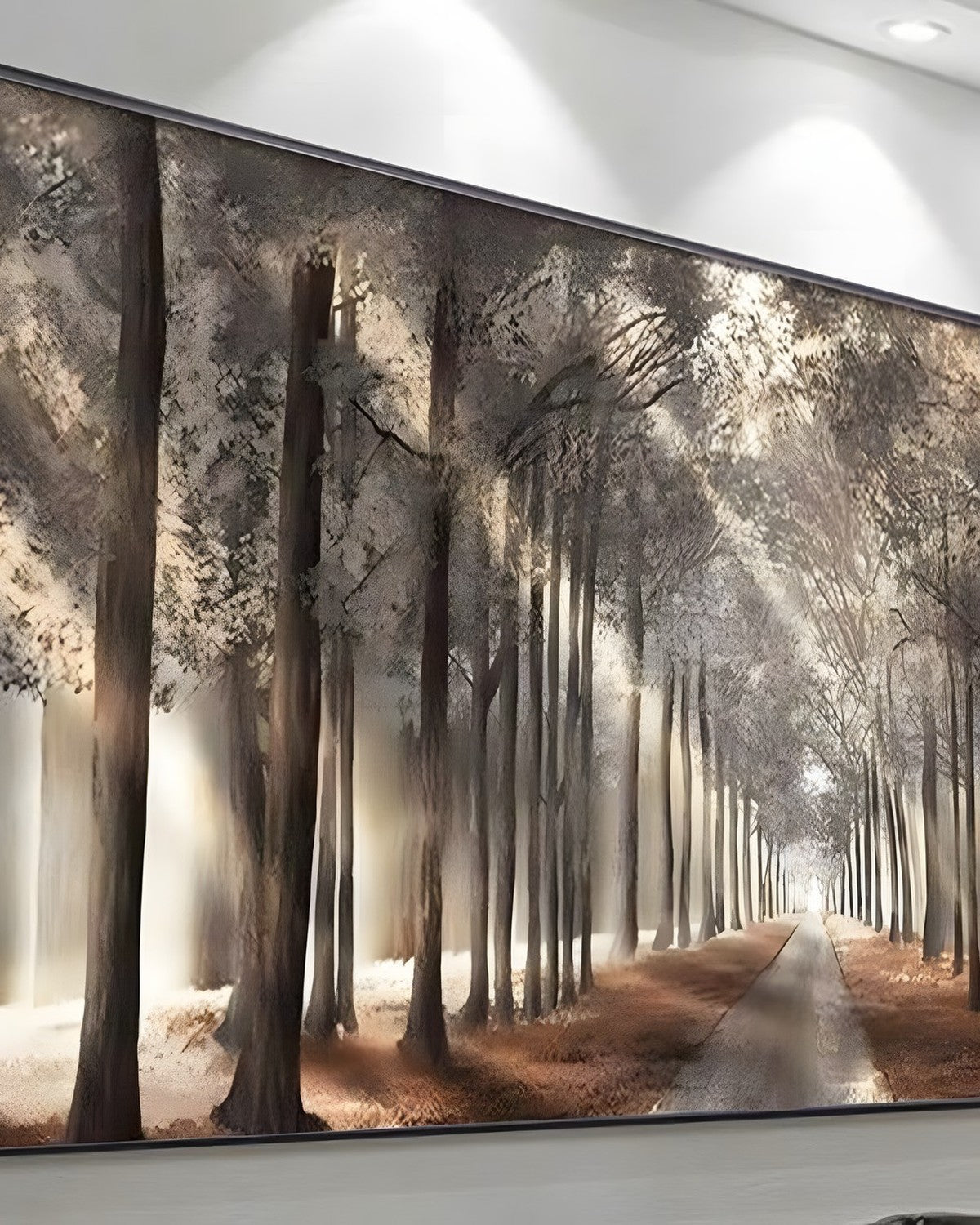The Tree-Lined Path, framed paint-by-numbers canvas