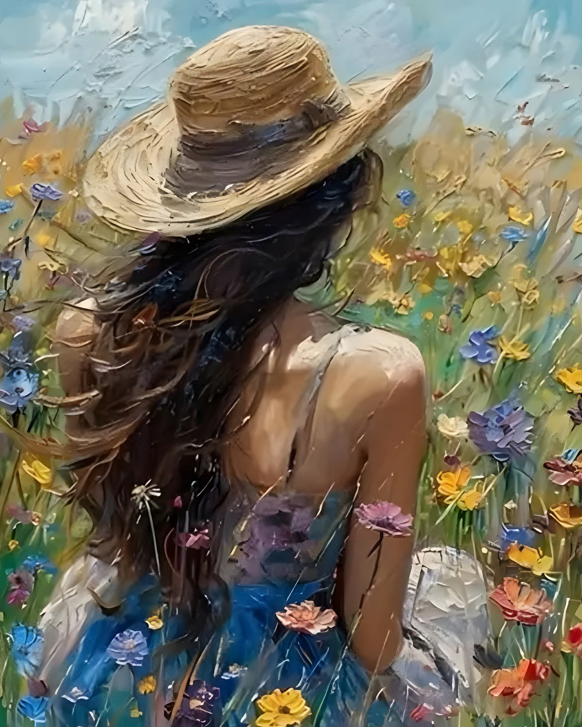 High Summer Meadow, framed paint-by-numbers canvas