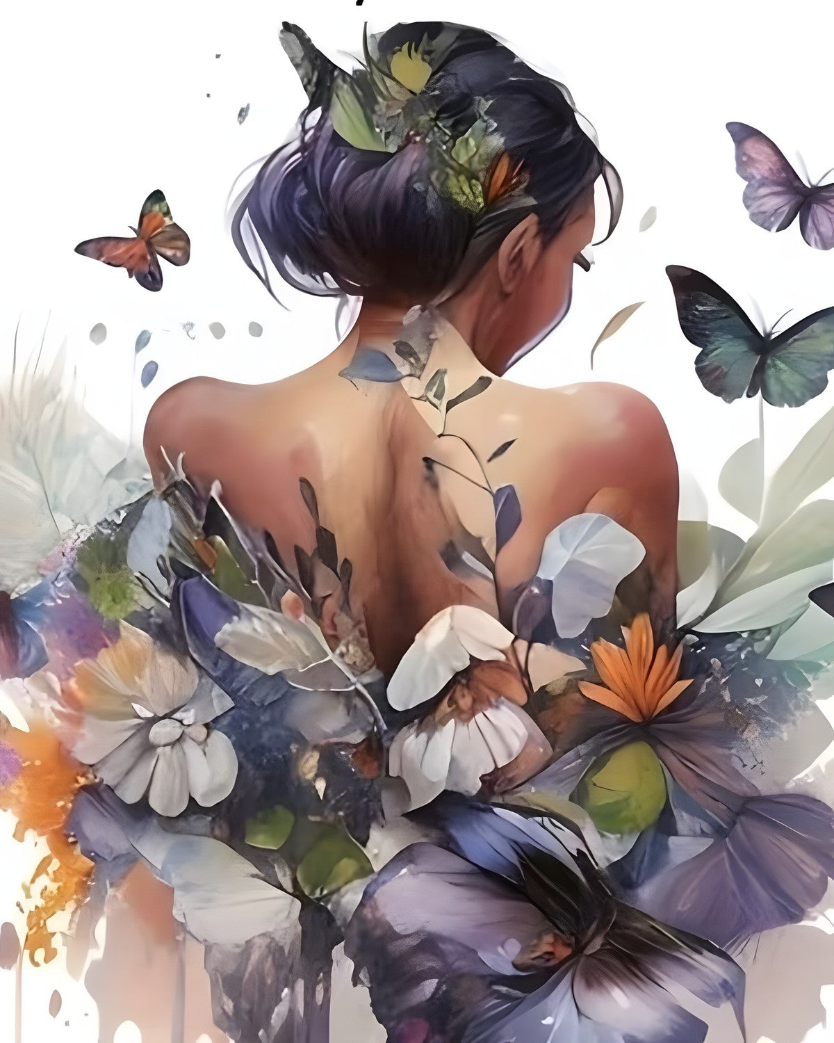 Of Flowers and Butterflies, framed paint-by-numbers canvas