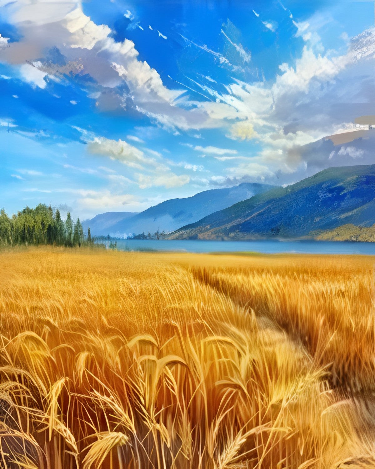 The Wheat Path, framed paint-by-numbers canvas